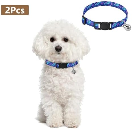 Sea Turtle Colored Jellyfish Metal Bell Included Puppy Collar 2 Pack Collar for Cats