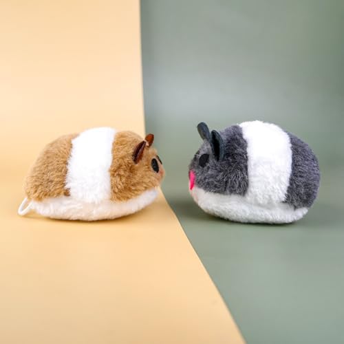 2 PCS Clockwork Mouse Toy Creative Toy Mouse Wind Up Mouse Funny Plush Mouse Toy for Cat Dog Pet(Random Color)