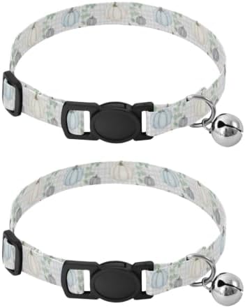 Pastel Pumpkins Blue Metal Bell Included Pet Collar 2 Pack Cat Neck Collar