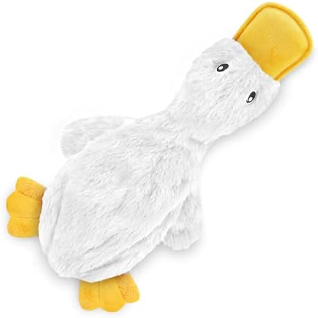 Best Pet Supplies Interactive Squeaky Dog Chew Toy, Ideal Dog Toys for Chewers, Small, Medium & Large Dogs, and Fetch Lovers - Crinkle Duck (White, Yellow & Green), Large