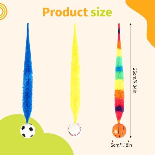 SHENGSEN Bouncy Ball with Tail Cat Toys 3 Pieces