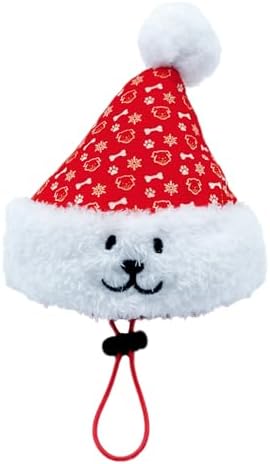 Christmas Santa Hat Plush Dog Toy (L Size), Soft & Durable Squeaky with Treat Pocket, Wear & Play Design, Crinkle Paper Sound, Fun for Medium & Large Dogs