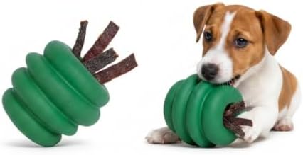 Green Sheep Enrichment Dog Ball for Small Dogs, Natural Rubber Treat Dispensing Chew Toy for Mental Stimulation & Boredom Relief, Interactive Dog Toys, Green