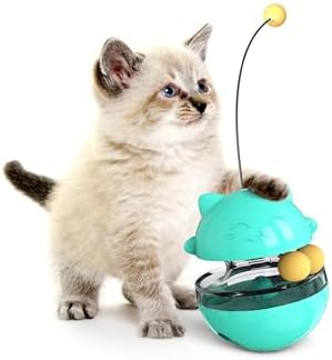 Interactive Cat Toy Treat Dispenser - Wobble Teaser Ball with Food Feeder and Swivel Wand for Cats & Kittens