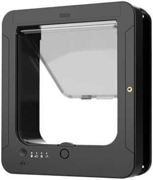 Microchip Cat Door - Smart 4-Way Locking Pet Door with Remote Control and Two Sensor Collars for Safe Entry, Automatic Sensor Gate for Cats Dogs, Doorway, Wall, Patio, Porch, Balcony, Hallway, Home