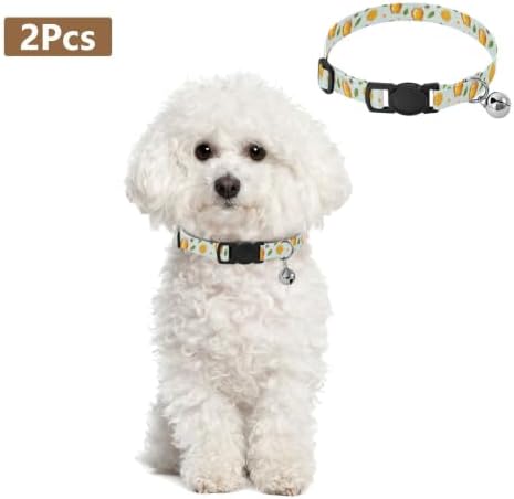 Cute Bees White Adjustable Buckle Kitten Collars 2 Pack Collar for Cats