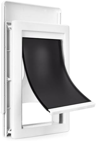 Amazon Basics Adjustable Plastic Dog and Cat Door, Medium, 7.5" x 11.5" Entrance, 10.5"x15"x3.9", White and Grey, for Interior & Exterior Doors or Wall, Medium (Pack of 6)