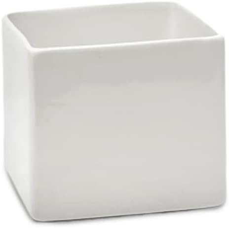 Serene Spaces Living Glossy White Ceramic Vase, Black Ceramic Vases for Modern Home Decor, Perfect Centerpiece for Weddings, Parties, Bridal Showers, Events, Measures 5" Tall & 5.75" Cube