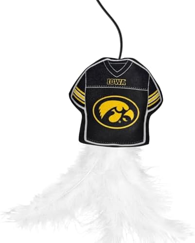 Pets First NCAA Iowa Hawkeyes Team Jersey Wand with CAT NIP, Cat Toy Jersey Shaped Plush Teaser Toy for Cats & Kittens - Interactive Pet Toy for Play & Exercise