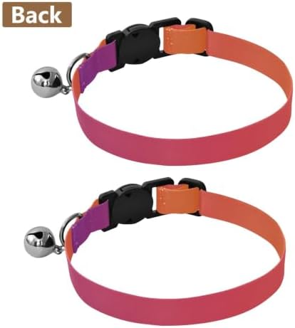 Purple Orange Gradient Dog Bell Collar 2 Pack Puppy Collar Adjustable Length 10.6" to 17.1"