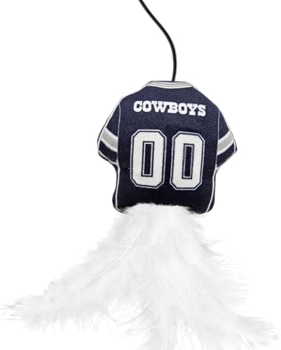 Pets First NFL Dallas Cowboys Team Jersey Wand with CAT NIP, Cat Toy Jersey Shaped Plush Teaser Toy for Cats & Kittens - Interactive Pet Toy for Play & Exercise