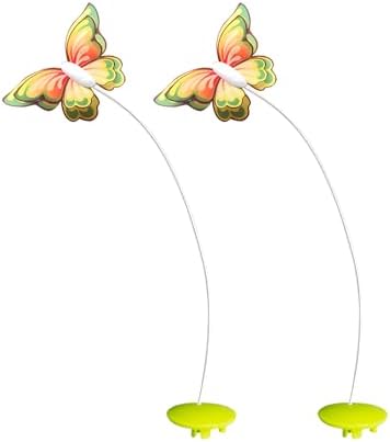ALL FOR PAWS Butterfly Replacements for Automatic Cat Toys, Realistic Fluttering Butterfly, Upgraded Fabric Material for Durable and Continuous Play and Bat, Safe for Indoor Cats, 2Pack (Butterfly)