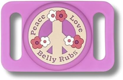 Two Tails Peace Love Belly Rubs Collar Holder Compatible with Apple AirTag