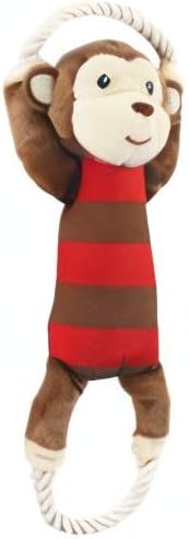 Luvable Friends Unisex Baby Squeaky Plush Dog Toy With Rope
