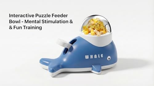 Duck-Shaped Interactive Slow Feeder for Cats & Dogs, Automatic Treat Dispenser Toy for Mental Stimulation and Anxiety Relief, Suitable for Small-Medium Pets (Little Whale Treat Dispenser)