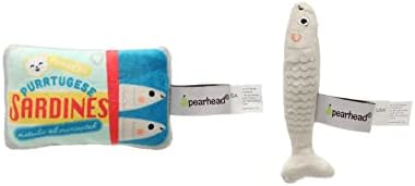 Pearhead Pet Sardines and Fish Plush and Crinkle Cat Toy Set, Includes Catnip, Kitty Owner Playtime Accessory, Set of 2