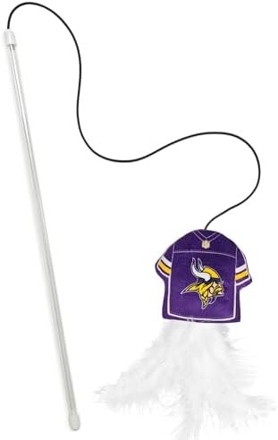 Pets First NFL Minnesota Vikings Team Jersey Wand with CAT NIP, Cat Toy Jersey Shaped Plush Teaser Toy for Cats & Kittens - Interactive Pet Toy for Play & Exercise