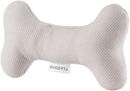 White Plush Dog Bone Toy – No Squeaker, Lightweight, Durable & Soft Chew Toy Made from Cotton Fabric – Gentle on Puppy Teeth & Gums – Ideal for Small to Medium Dogs Indoor or Outdoor