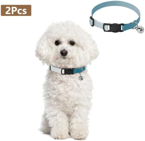 Blue Gradient Lightweight Pet Collar for Cats and Dogs, 2 Pack Dog Collar with Bell