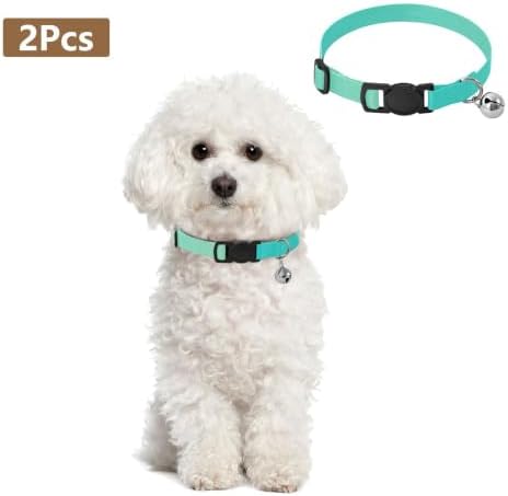 Turquoise Gradient Comfortable Cat Collar, 2 Pack Kitten Bell Collar