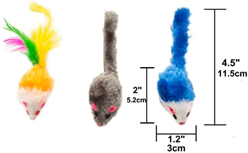 Fashion's Talk 48-Count Assorted Mice Cat Toys Furry Rattle Mouse Kitten Toy Mini Mice for Indoor Cats Interactive Play Color Varies
