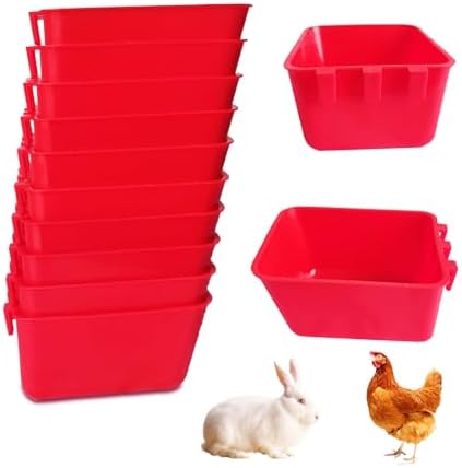Pack of 10 Cage Cups Birds Feeders Seed Bowl Chicken Feeding Watering Dish Rabbit Water Food Hanging Wire Cages Box 8 oz Coop Cups for Pet Parrot Parakeet Game Fowl Poultry Pigeon