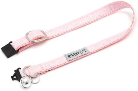 THE WORTHY DOG Christmas Patterns, Breakaway Cat Collar with Bell, Pink
