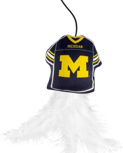 Pets First NCAA Michigan Wolverines Team Jersey Wand with CAT NIP, Cat Toy Jersey Shaped Plush Teaser Toy for Cats & Kittens - Interactive Pet Toy for Play & Exercise