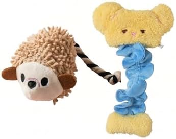 2-Pack Dog Snuffle Toy Bundle - Cute Hedgehog Plush & Curly Fleece Nosework Mat Set - Interactive Enrichment Squeaky Toys (Hedgehog Plush & Curly Fleece Mat)