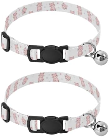 Cute Pink Kittens Adjustable Buckle Small Dog Collar 2 Pack Collar for Cats