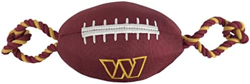Pets First NFL Washington Commanders Football Dog Toy, Tough Quality Nylon Materials, Strong Pull Ropes, Inner Squeaker, NFL Team Color