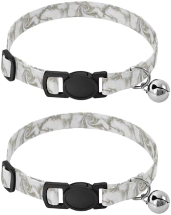 Marble White Pet Collars 2 Pack for Cats Adjustable 10.6 to 17.1 Inches