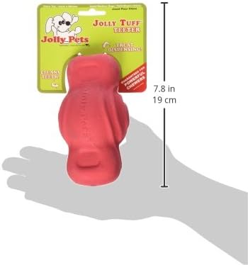 Jolly Pets Tuff Teeter Treat-Dispensing Bouncing Dog Toy, 5 in, Red