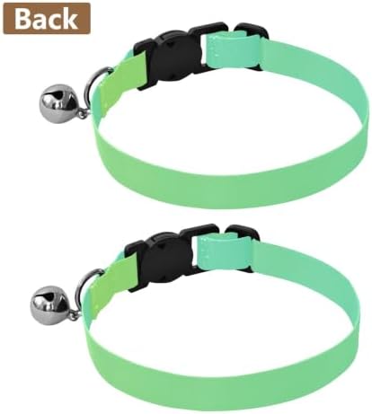 2 Pack Pet Collar Green Gradient Kitten Bell Collar, Adjustable Length 10.6" to 17.1"