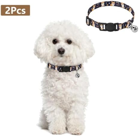 Cute Cartoon Dogs Bones Easy to Clean Cat Collars 2 Pack Soft Cat Collar