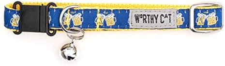 THE WORTHY DOG Halloween Patterns, Breakaway Cat Collar with Bell, Navy