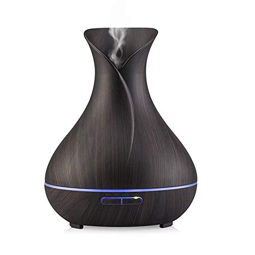 Essential Oil Diffuser Tulip Dark Wood Diffuser LED Advanced Cool Mist Humidifier 14 Color LED Night Light - Our Best Wood Grain - Birthday Gifts & Housewarming Gifts