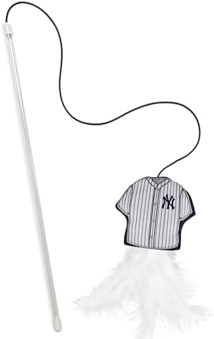 Pets First MLB New York Yankees Team Jersey Wand with CAT NIP, Cat Toy Jersey Shaped Plush Teaser Toy for Cats & Kittens - Interactive Pet Toy for Play & Exercise
