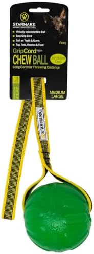 Starmark GripCord Chew Ball on Cord Md/Lg Dogs 3.25-in