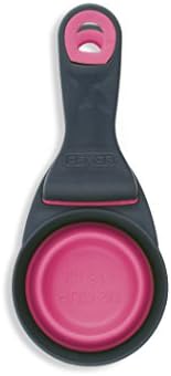 Dexas Popware for Pets Collapsible Klip Scoop, 3-in-1 Pet Food Scoop, Measuring Cup and Bag Clip, 1/2 Cup Capacity, Pink