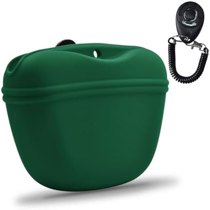AUDWUD Silicone Dog Treat Pouch with Clicker Magnetic Closure Secure Clip