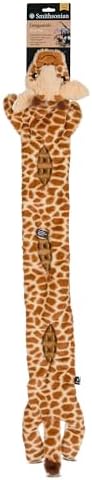 Smithsonian Longamals Giraffe Plush Dog Toy – 40" Crinkle & Squeaky, Stuffing-Free Interactive Tug Toy for Medium & Large Dogs