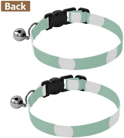 White Polka Dots Green Lightweight Pet Collar for Cats and Dogs, 2 Pack Small Dog Collar with Bell