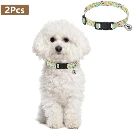 Meadow Colorful Flowers Easy to Wear Puppy Collar 2 Pack Collars for Puppies