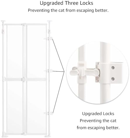 unipaws 75" H Transparent Cat Safety Gate, Auto Closing and No Drilling | Fit for 75"-98" Height and 21"-34" Wide Opening, Extra Tall Cat Door for Doorway, Stairs