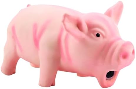 Dog Chew Toy Cute Pig Grunting Squeak Latex Pet Interactive Sound Dog Toy for Puppies for Playtime(Pink)