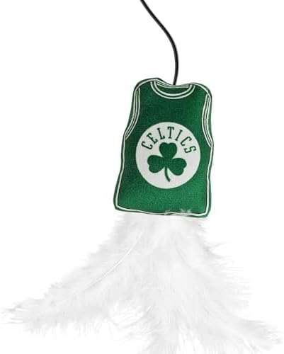 Pets First NBA Boston Celtics Team Jersey Wand with CAT NIP, Cat Toy Jersey Shaped Plush Teaser Toy for Cats & Kittens - Interactive Pet Toy for Play & Exercise