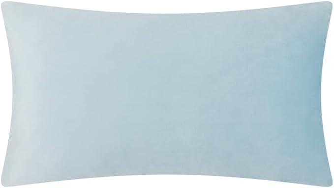 KINGROSE Handmade 3D Floral Accent Throw Pillow Case Soft Pillow Cover Gorgeous Cushion Cover for Sofa Couch Bed Home Decor 12 x 20 Inches Velvet Light Blue | Solid Flower Soft Pillowcase, Gorgeous Cushion Cover, For Sofa Couch Bed Home Decor