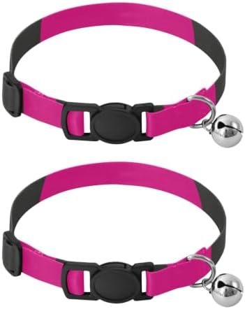 Hot Pink Polka Dots Dog Collar with Bell 2 Pack Dog Collar Adjustable 10.6 to 17.1 Inches