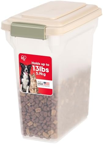 IRIS USA Dog Food Storage Container, Up to 13 lbs, Almond, Made in USA